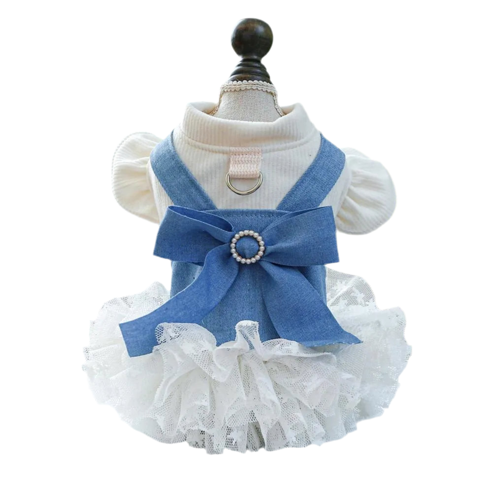 White Ruffled Denim Dress